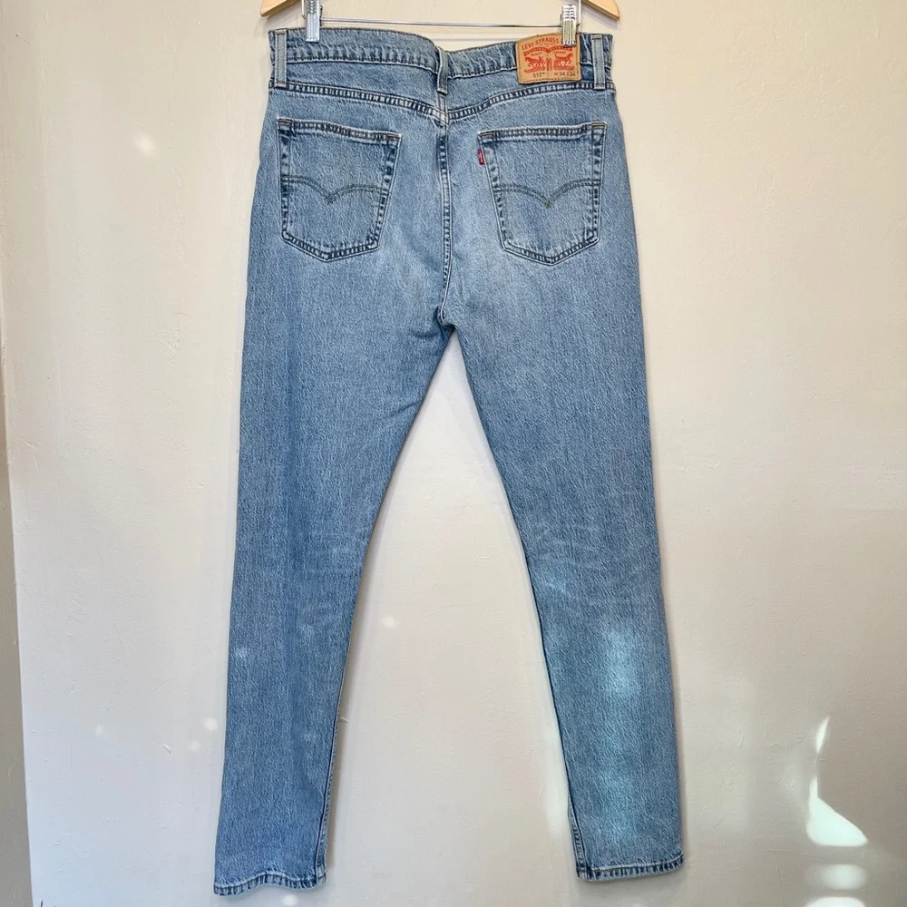 Levi’s 512 Perfect Medium Wash Factory Distressed High Rise Slim Tapered Jeans